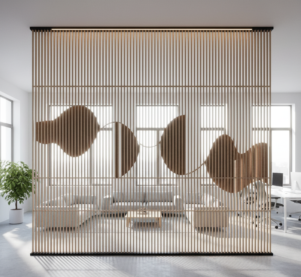پارتیشن پارامتریک با طرح رقص شبکه‌ها، جداکننده فضای اداری، مدرن و لوکس توسط سها پارامتریک